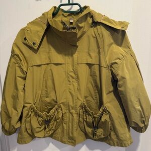 Burberry bell sleeve jacket coat windbreaker cropped apple green hood utility 12
